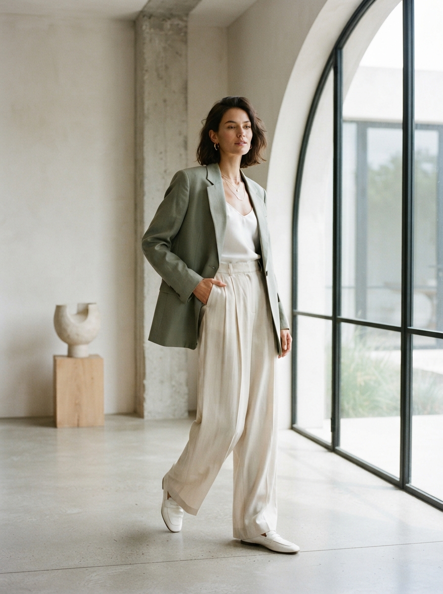 Sage blazer tailored collection model